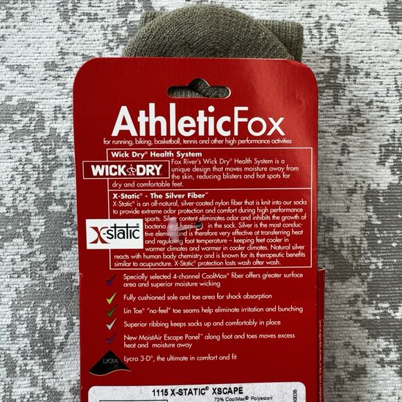 Khaki ATHLETIC FOX Wick & Dry Crew Socks Mens XL FOX RIVER MILLS CoolMax - Picture 4 of 4